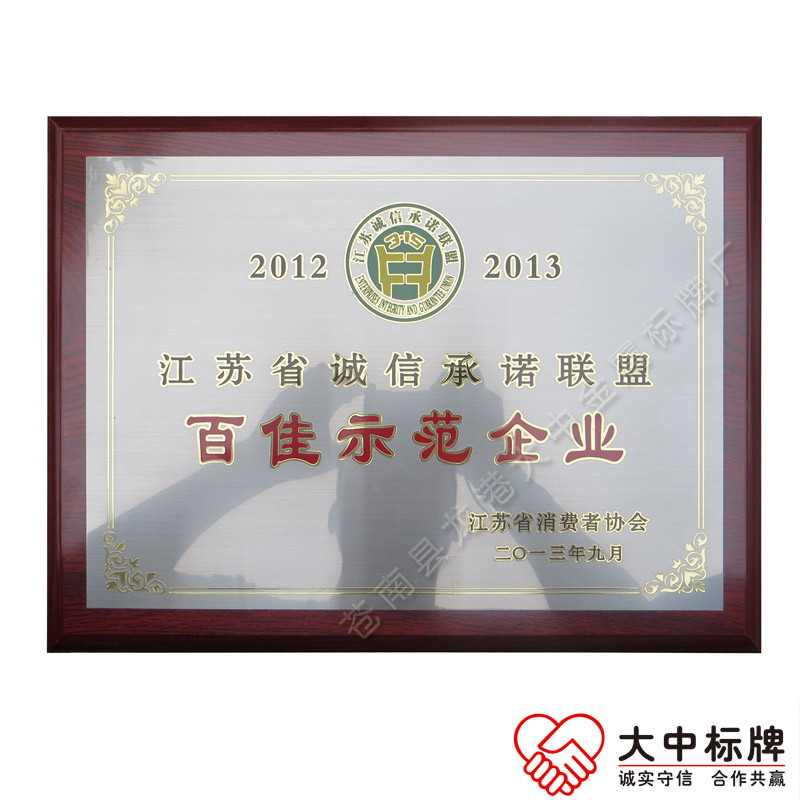 不銹鋼堆金或銀邊企業協會獎牌 先進單位或集體銅牌 - 大.