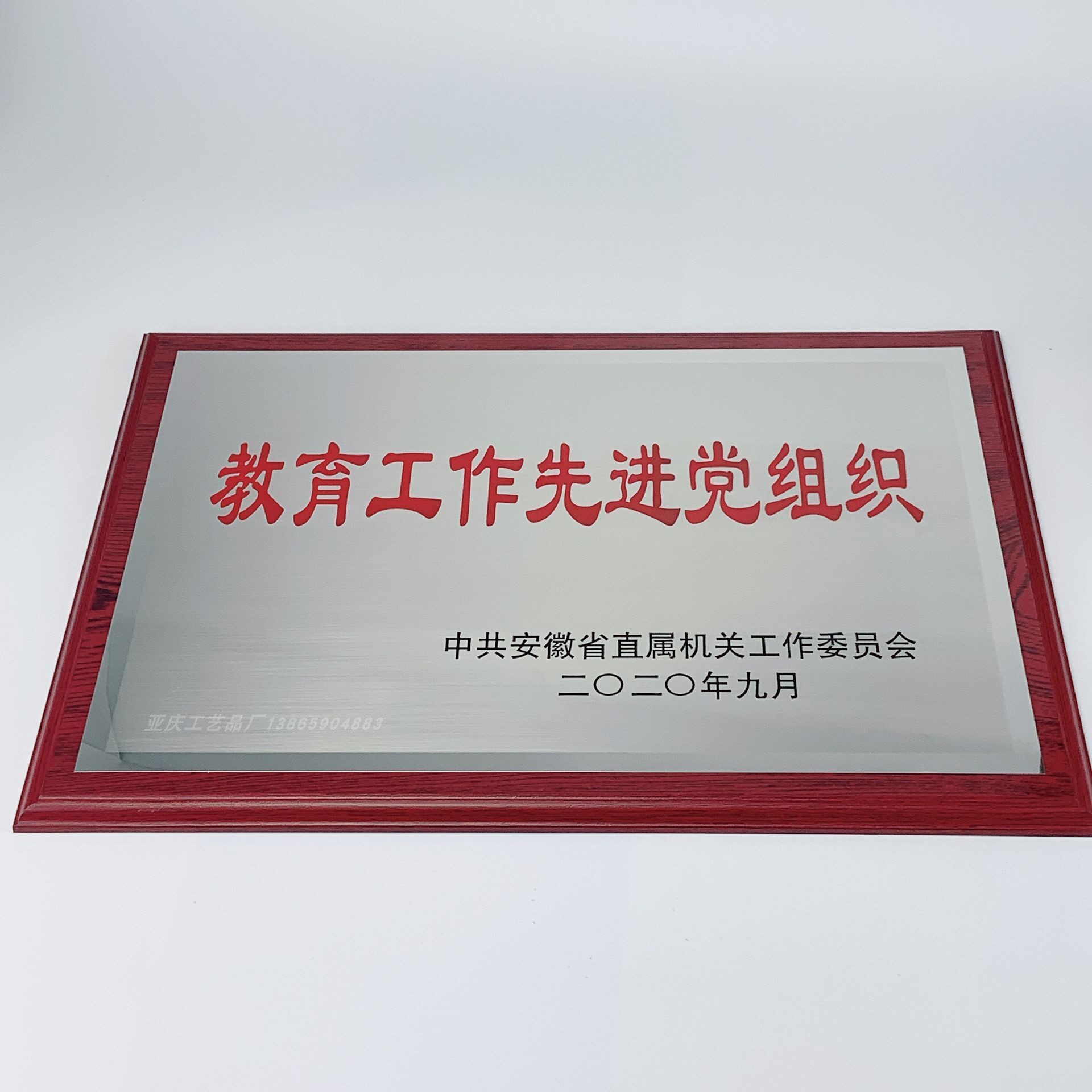 新款獎牌定制定做不銹鋼腐蝕木質牌匾亮邊拉絲教育工作先進黨組織